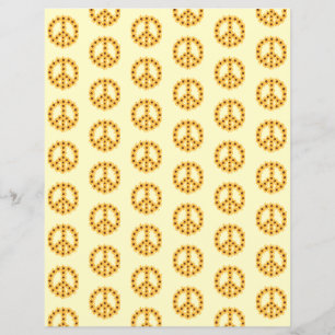 Yellow Sunflower Floral Peace Sign Scrapbook Paper