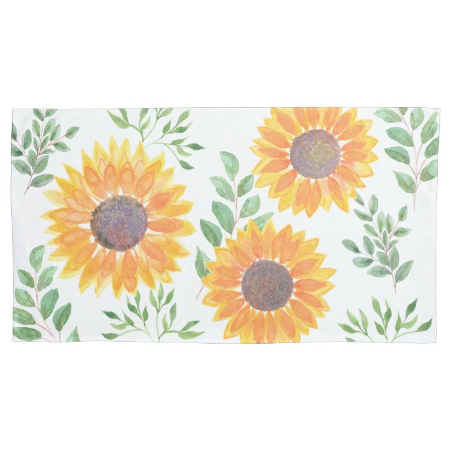 Yellow Sunflower Floral Pillowcase (Front)
