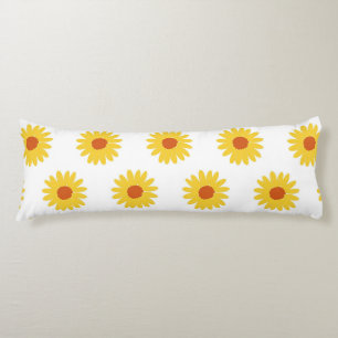 Yellow Sunflower Floral Simple Flower Pattern Body Cushion