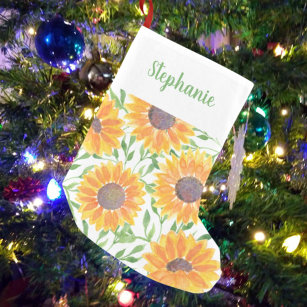 Yellow Sunflower Floral  Small Christmas Stocking
