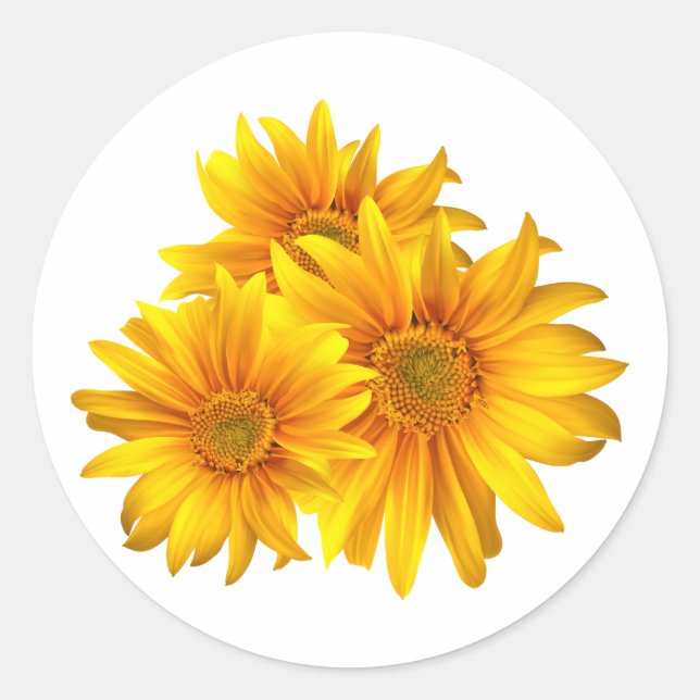Yellow Sunflower Floral Sticker / Seal (Front)