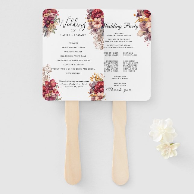 Yellow sunflower floral vibrant spring bouquet hand fan (Front and Back)