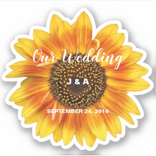 Yellow sunflower floral wedding custom cut (Front)