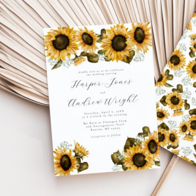 Yellow Sunflower Floral Wedding Invitation (Creator Uploaded)