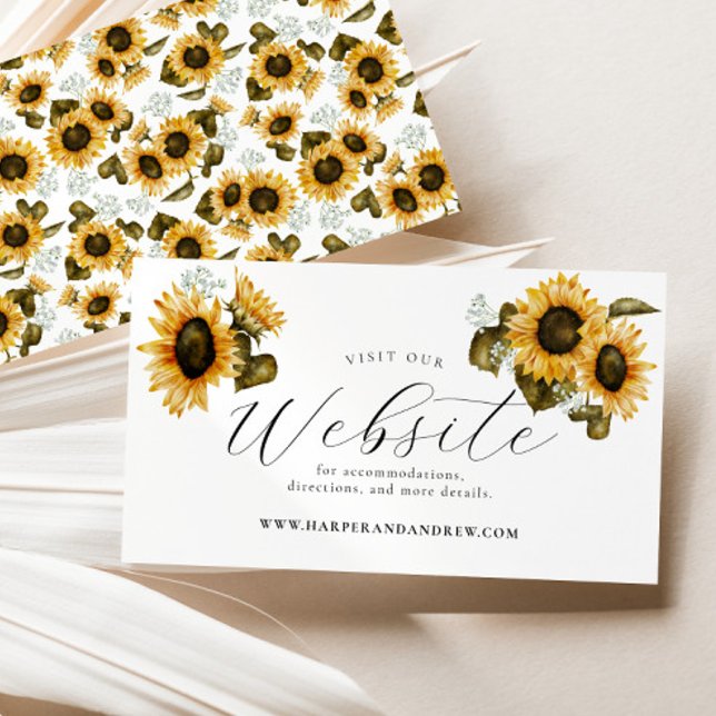 Yellow Sunflower Floral Wedding Website   Enclosure Card (Creator Uploaded)