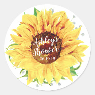 Yellow Sunflower Flower Bridal Shower Classic Round Sticker