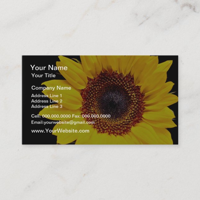 Yellow sunflower  flowers business card (Front)
