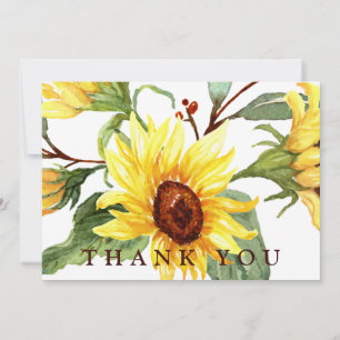 Yellow Sunflower Funeral Custom Text II Thank You Card
