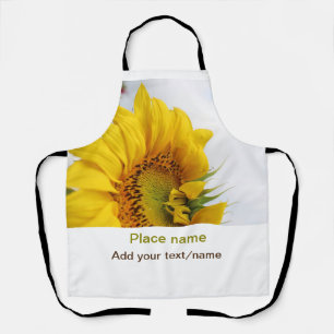 Yellow sunflower garden add photo text name travel apron