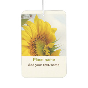 Yellow sunflower garden add photo text name travel car air freshener