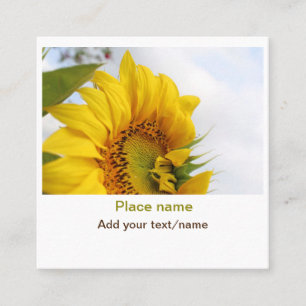 Yellow sunflower garden add photo text name travel square business card