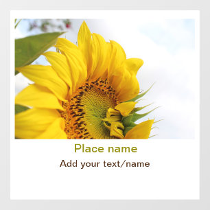 Yellow sunflower garden add photo text name travel window cling