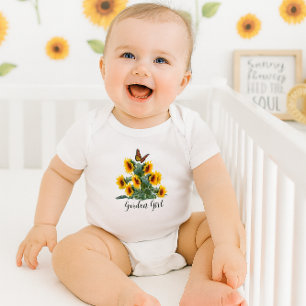 Yellow Sunflower "Garden Girl"  Baby Bodysuit