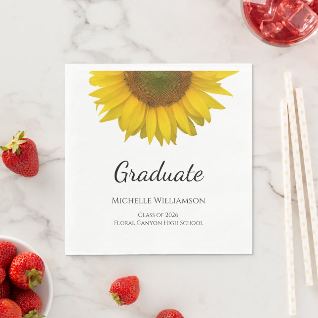 Yellow Sunflower Graduation Party Class of 2025 Napkin (Insitu)
