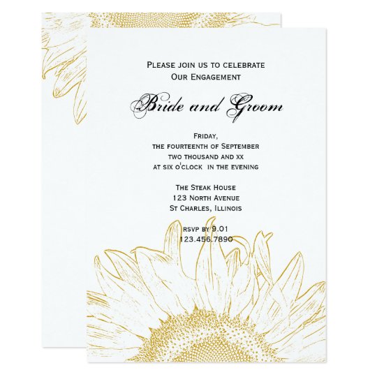 Yellow Sunflower Graphic Engagement Party Invite
