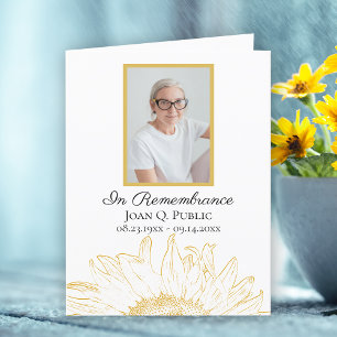 Yellow Sunflower Graphic Funeral Memorial Sympathy Thank You Card