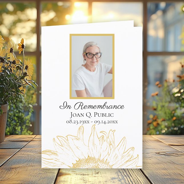 Yellow Sunflower Graphic Funeral Service Folded Programme (Creator Uploaded)