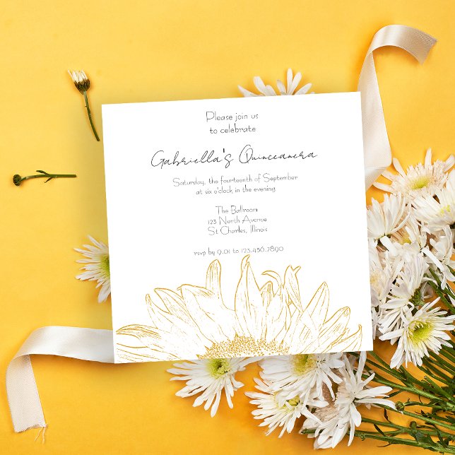 Yellow Sunflower Graphic Quinceanera Party Invitation (Creator Uploaded)