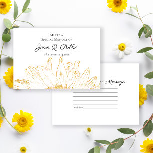 Yellow Sunflower Graphic Share a Memory Funeral  Card