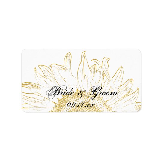 Yellow Sunflower Graphic Wedding Address Label