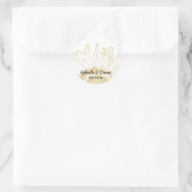Yellow Sunflower Graphic Wedding Envelope Seals (Bag)