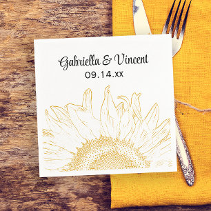 Yellow Sunflower Graphic Wedding Napkin