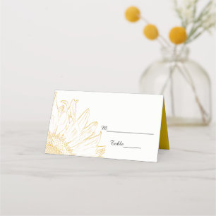 Yellow Sunflower Graphic Wedding Place Card