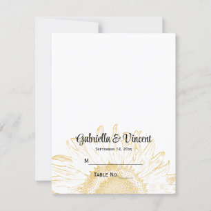 Yellow Sunflower Graphic Wedding Place Card