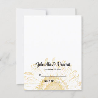 Yellow Sunflower Graphic Wedding Place Card