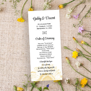 Yellow Sunflower Graphic Wedding Program Programme