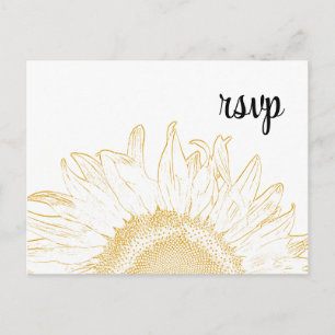 Yellow Sunflower Graphic Wedding RSVP Response Invitation Postcard