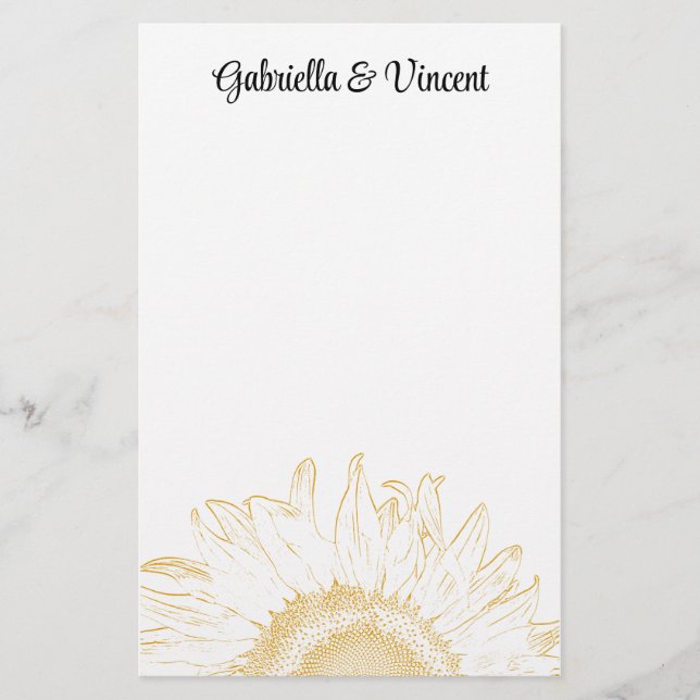 Yellow Sunflower Graphic Wedding Stationery (Front)