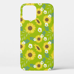 Yellow Sunflower Green Background Flower Floral iPhone 12 Case