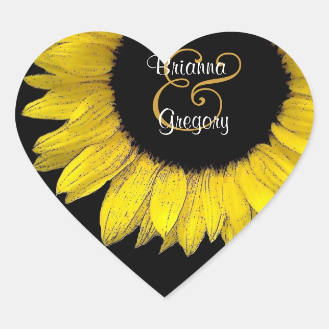 Yellow Sunflower Heart Shaped Envelope Seal (Front)