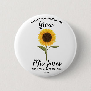 Yellow sunflower helping me grow 6 cm round badge