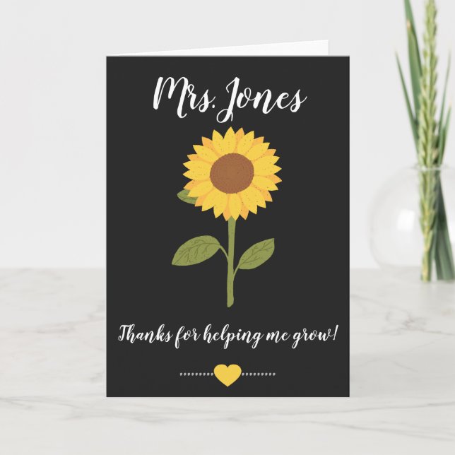 Yellow sunflower helping me grow card (Front)