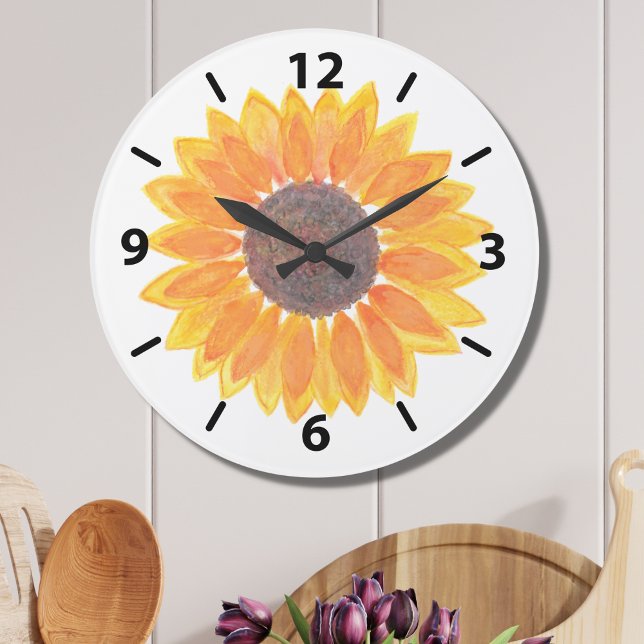 Yellow Sunflower Large Clock (Creator Uploaded)