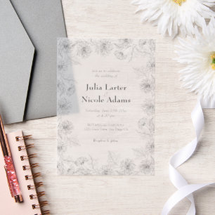 Yellow Sunflower Leaves Garden Minimalist Wedding Vellum Invitations