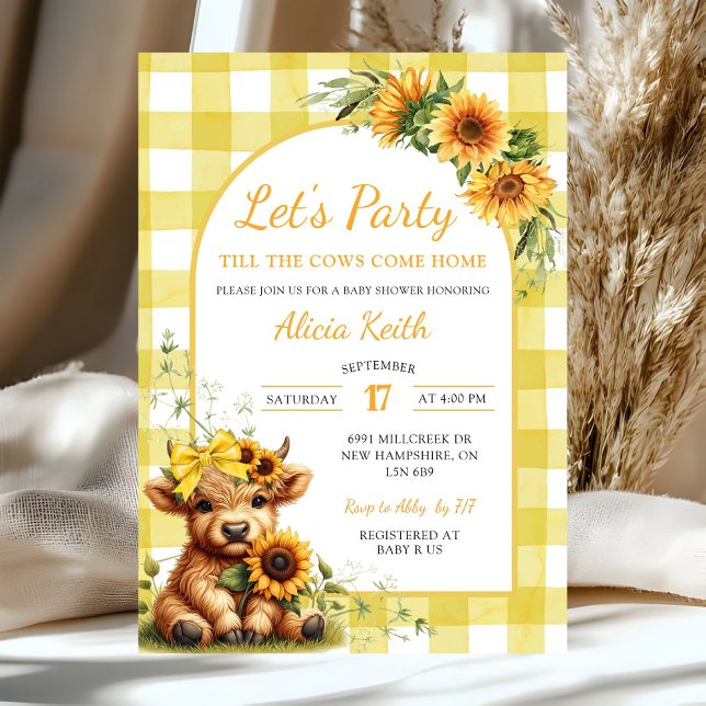 Yellow Sunflower Let's Party Baby Shower Invitatio Invitation (Creator Uploaded)