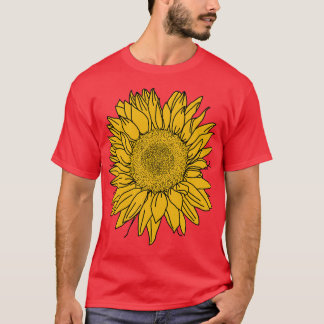 Yellow Sunflower Line Drawing T-Shirt