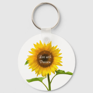 Yellow Sunflower Live with Passion Flower Keychain