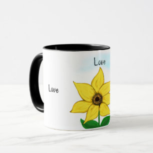 Yellow Sunflower Love  Mugs