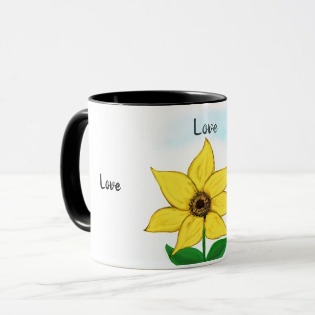 Yellow Sunflower Love  Mugs (Front Left)