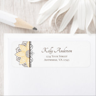 Yellow Sunflower Mandala   Custom Return Address