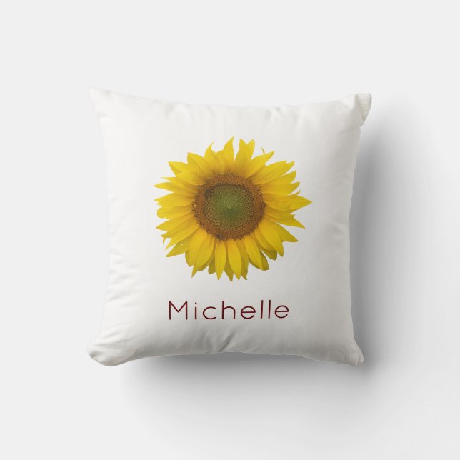 Yellow Sunflower Monogram Country Floral Cushion (Front)