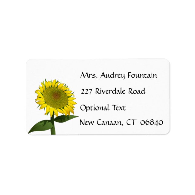 Yellow Sunflower Name Address Return Mailing Label (Front)