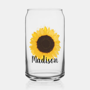 Yellow Sunflower Name Can Glass
