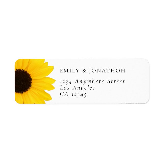 Yellow Sunflower  Names Return Address Label (Front)