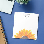 Yellow Sunflower Notepad<br><div class="desc">Personalise this pretty notepad with your words and name. It is decorated with a simple yellow sunflower originally painted in watercolor.</div>