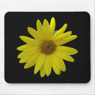 Yellow Sunflower on black background Mouse Mat